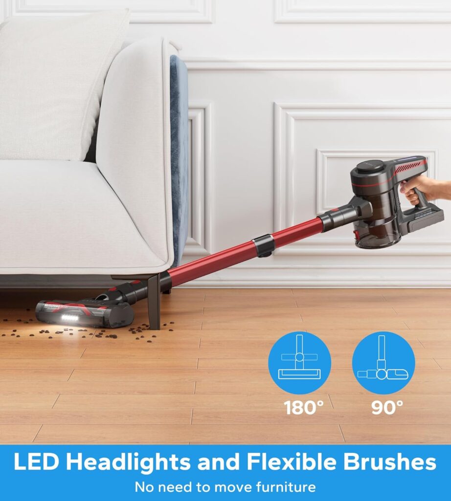 ORFELD Cordless Vacuum Cleaner, Stick Vacuum with 26Kpa Powerful Suction, 45Mins Runtime Rechargeable Vacuum, Anti-Tangle  1.5L Dust Cup, 6 in 1 Lightweight Vacuum for Hardwood Floor Carpet Pet Hair