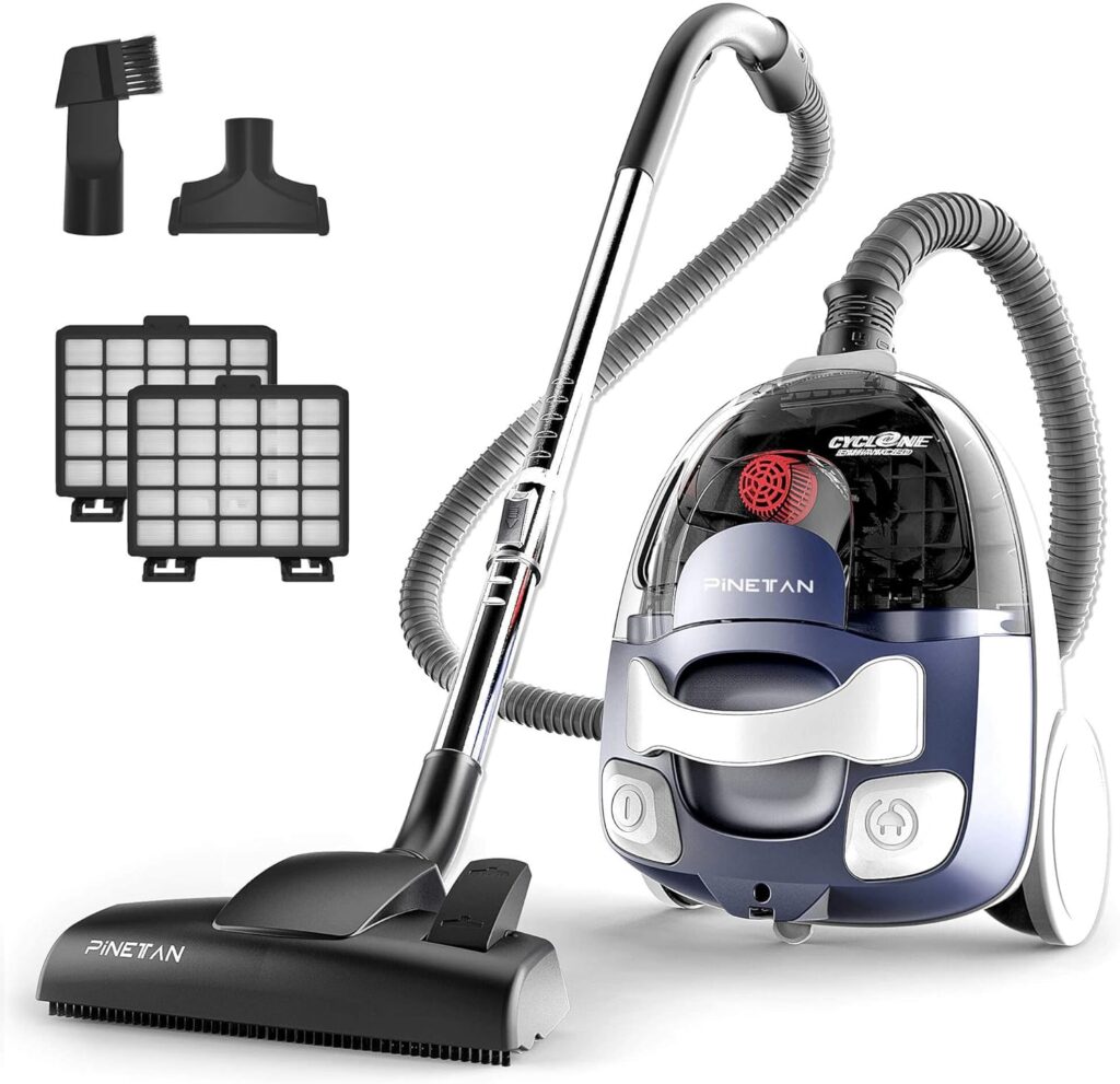 PINETAN DoubleDown Canister Vacuum Cleaner UC601, Bagless, Duo HEPA Filter, Auto Rewind, Corded 800W