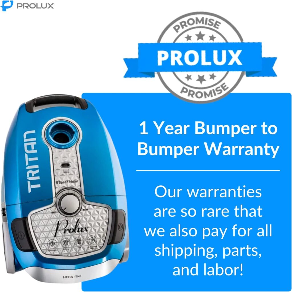 Prolux Tritan Bagged Canister Vacuum with HEPA Filtration and Complete Home Care Tool Kit