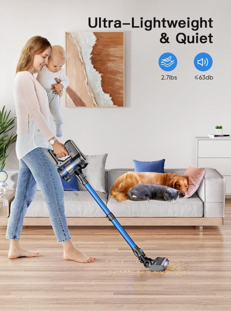 Roanow Cordless Vacuum Cleaner, 450W/35KPA Cordless Vacuum with LED Display, 55Mins Runtime Lightweight  Ultra-Quiet Cordless Stick Vacuum for Carpet and Floor, Home, Pet Hair Cleaning