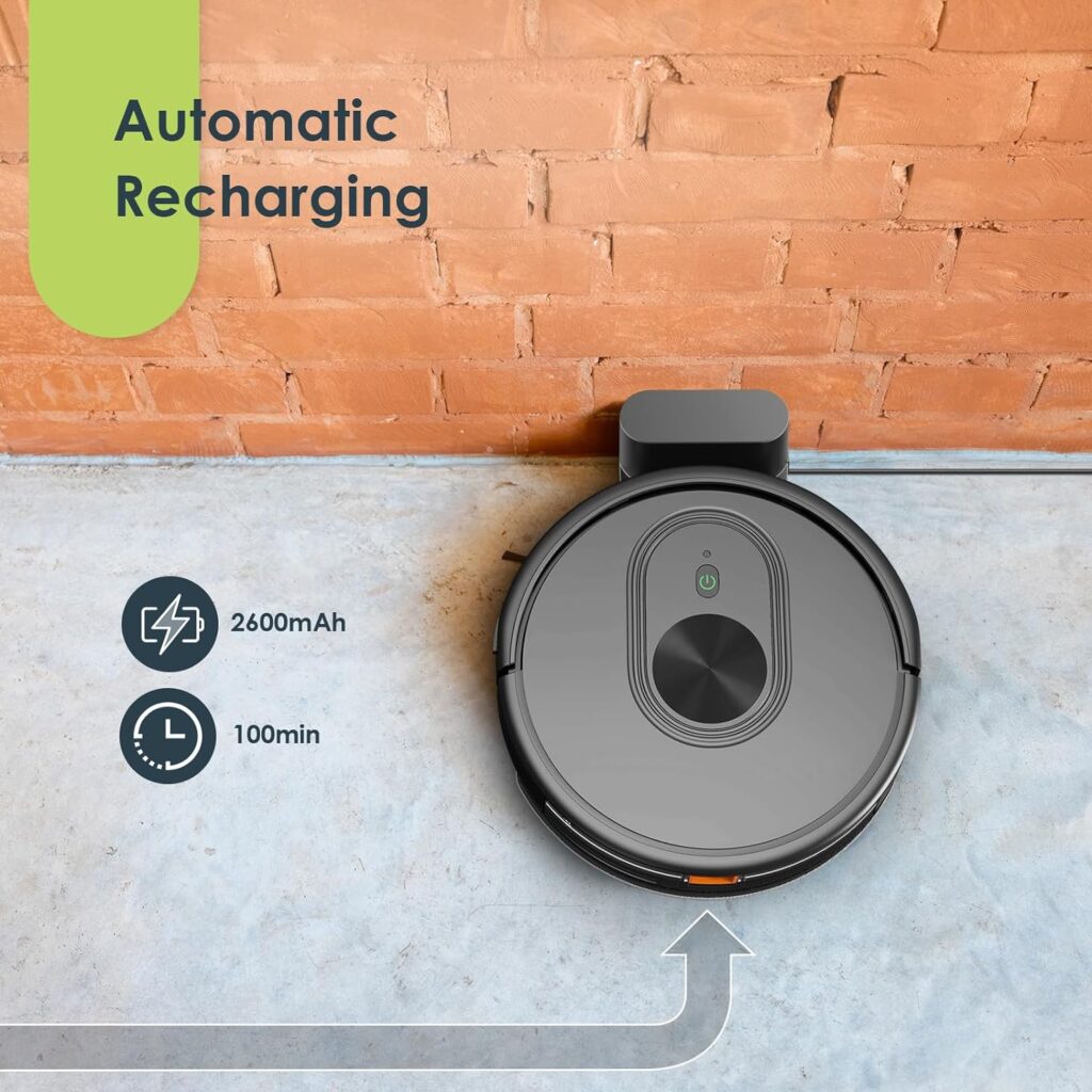 Robot Vacuum and Mop Combo, 3 in 1 Mopping Robotic Vacuum with Schedule, App/Bluetooth/Alexa, 1600Pa Max Suction, Self-Charging Robot Vacuum Cleaner, Slim, Ideal for Hard Floor, Pet Hair, Carpet