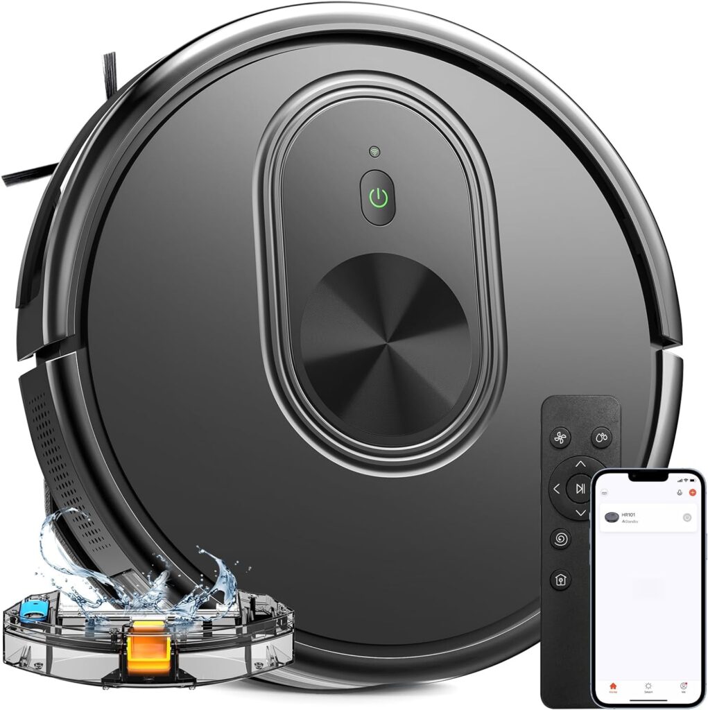 Robot Vacuum and Mop Combo, 3 in 1 Mopping Robotic Vacuum with Schedule, App/Bluetooth/Alexa, 1600Pa Max Suction, Self-Charging Robot Vacuum Cleaner, Slim, Ideal for Hard Floor, Pet Hair, Carpet