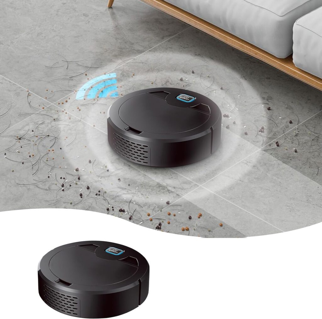 Robot Vacuum and Mop Combo, 3 in 1 Robotic Vacuum Cleaner with Watertank/Dustbin/Brush, Blocked by Hair, Ideal for Hard Floor/Pet