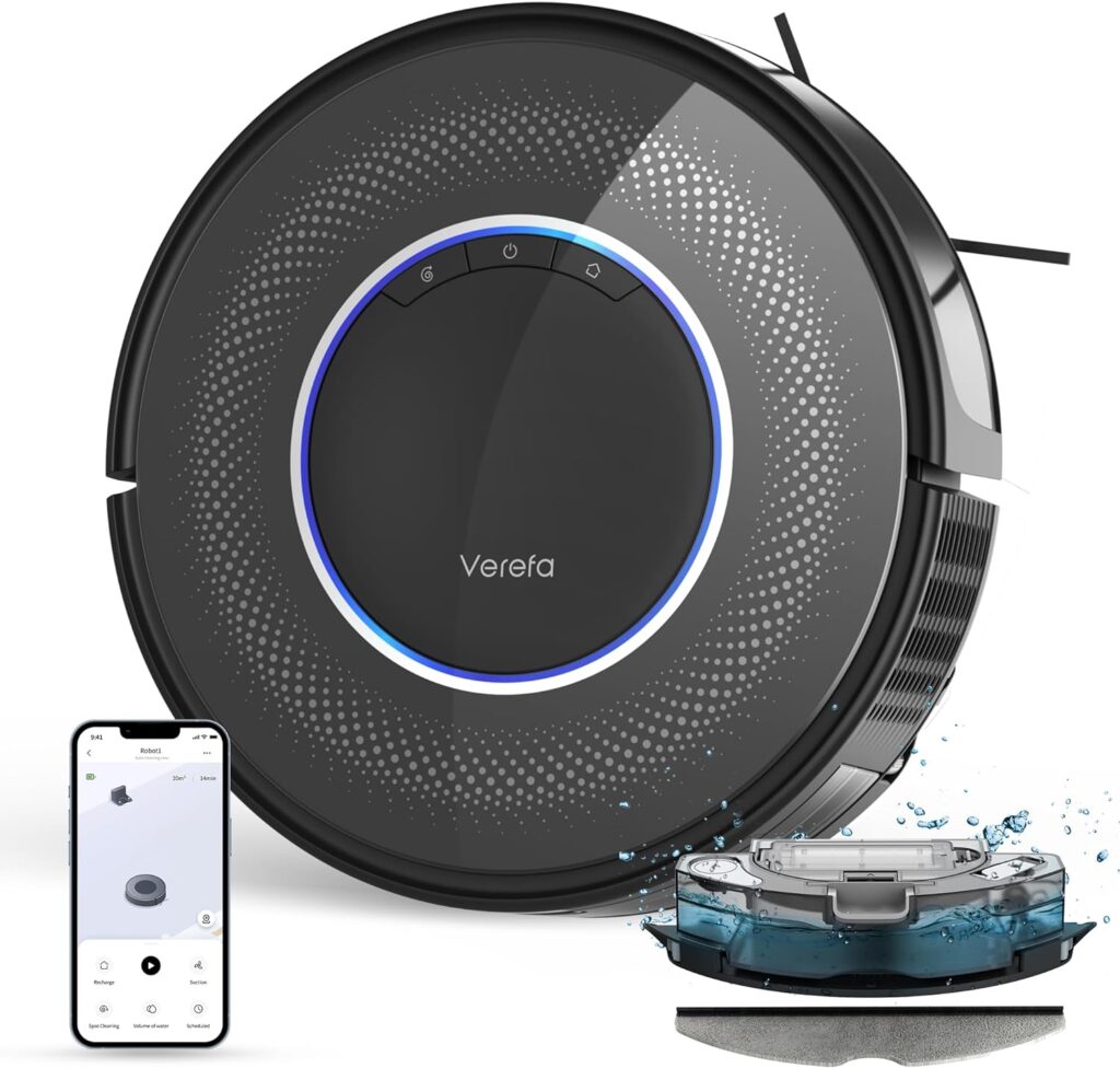 Robot Vacuum and Mop Combo, 3200Pa Max Suction, Works with WiFi/App/Alexa/Google, Schedule Cleaning, 2 in 1 Mopping Robot Vacuum, Low Noise 53dB, Self-Charging, for Hard Floor, Pet Hair, Carpet