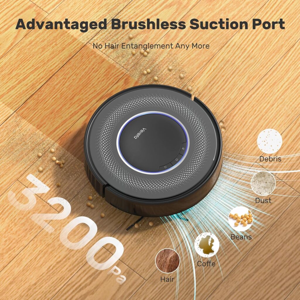 Robot Vacuum and Mop Combo, 3200Pa Max Suction, Works with WiFi/App/Alexa/Google, Schedule Cleaning, 2 in 1 Mopping Robot Vacuum, Low Noise 53dB, Self-Charging, for Hard Floor, Pet Hair, Carpet