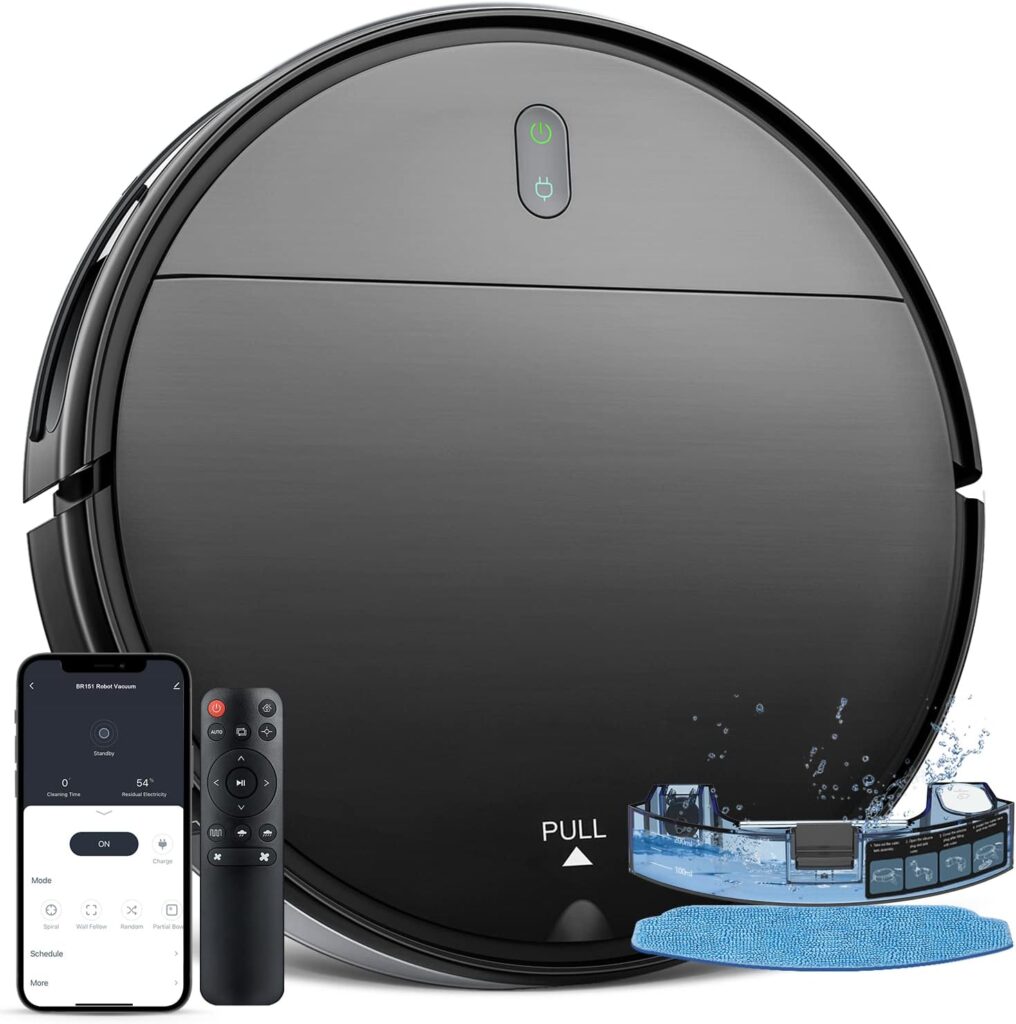 Robot Vacuum and Mop Combo, WiFi/App/Alexa, Robotic Vacuum Cleaner with Schedule, 2 in 1 Mopping Robot Vacuum with Watertank and Dustbin, Self-Charging, Slim, Ideal for Hard Floor, Pet Hair, Carpet