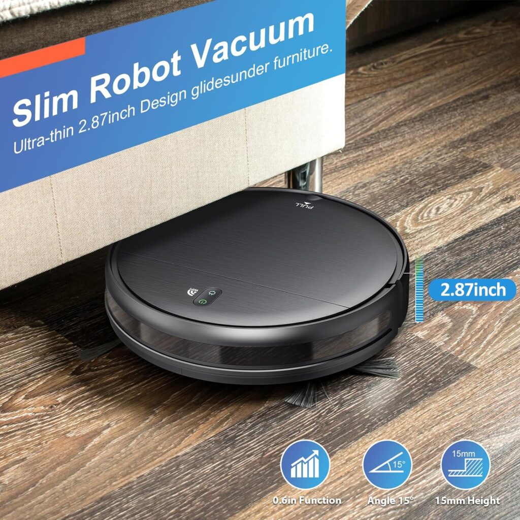 Robot Vacuum and Mop Combo, WiFi/App/Alexa, Robotic Vacuum Cleaner with Schedule, 2 in 1 Mopping Robot Vacuum with Watertank and Dustbin, Self-Charging, Slim, Ideal for Hard Floor, Pet Hair, Carpet