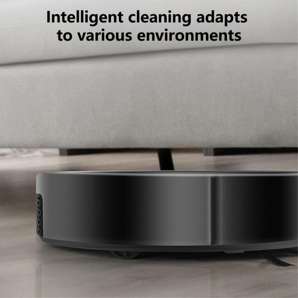 Robot Vacuum Cleaner Mop, Multi-Functional Intelligent Sweeping Robot, Quiet Low Noise Sweeping Machine for Pet Hair, Carpet, Hard Floor, Dusts, Stains (Black)