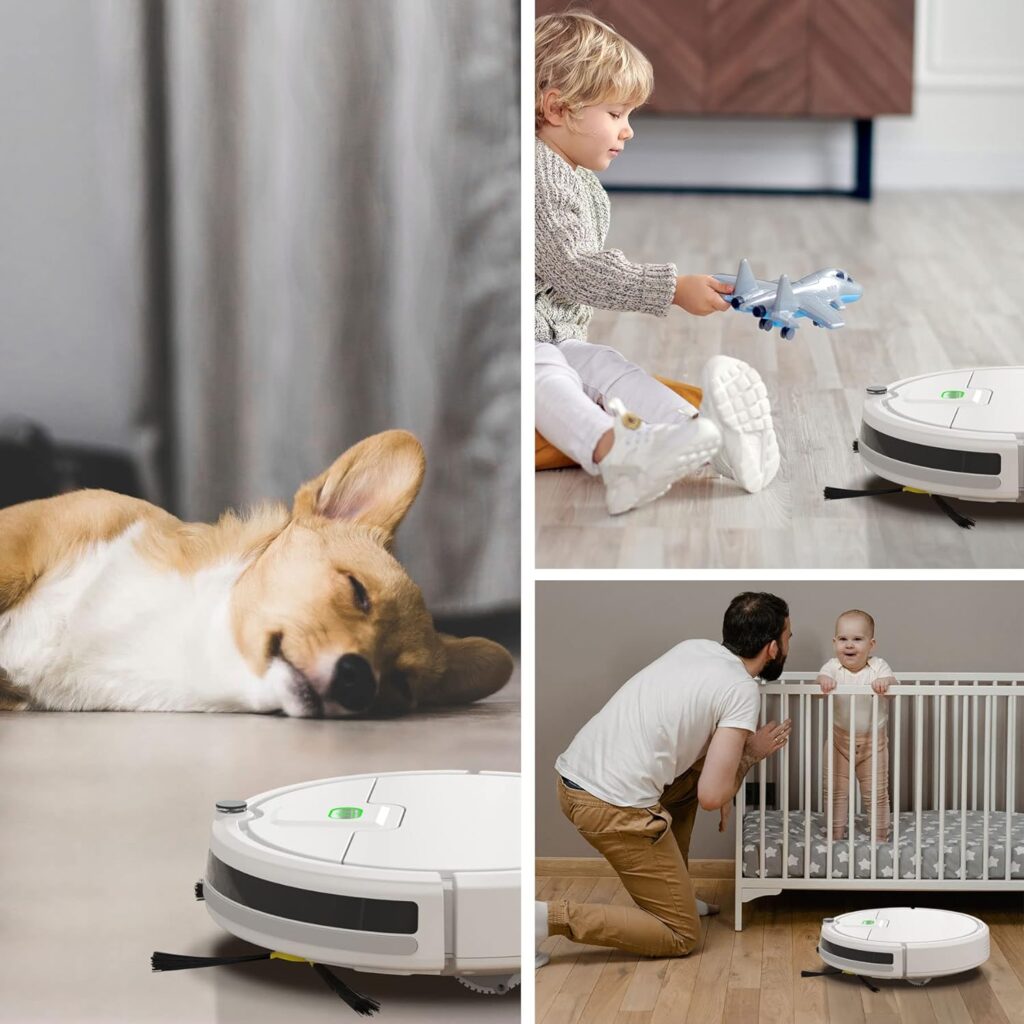 Robot Vacuum Cleaner,1800Pa Robotic Vacuum Cleaner Tangle Free Automatic Self-Charging Robot Vac Good for Pet Hair Hard Floor Low Pile Carpet,Quiet,Anit-Drop Floor Sweeper Robot