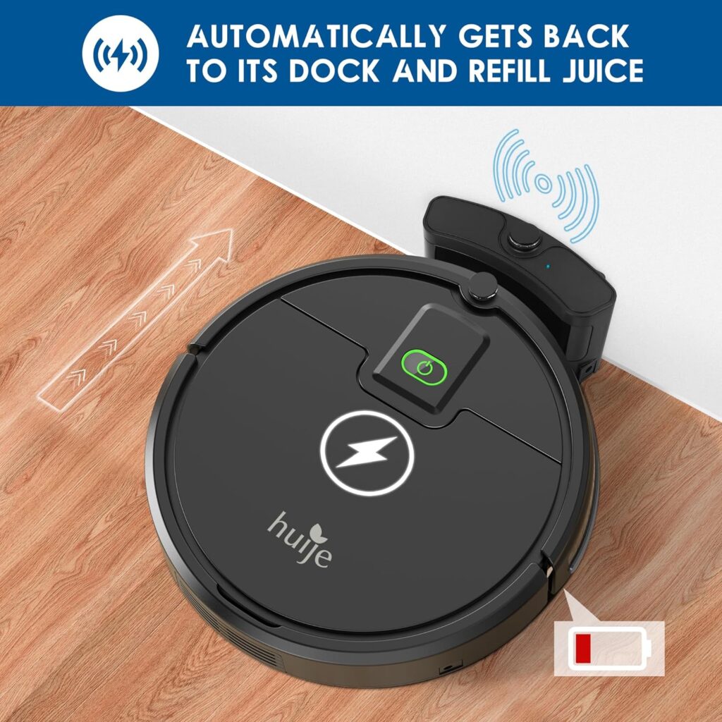 Robot Vacuum Cleaner,1800Pa Robotic Vacuum Cleaner Tangle Free Automatic Self-Charging Robot Vac Good for Pet Hair Hard Floor Low Pile Carpet,Quiet,Anit-Drop Floor Sweeper Robot