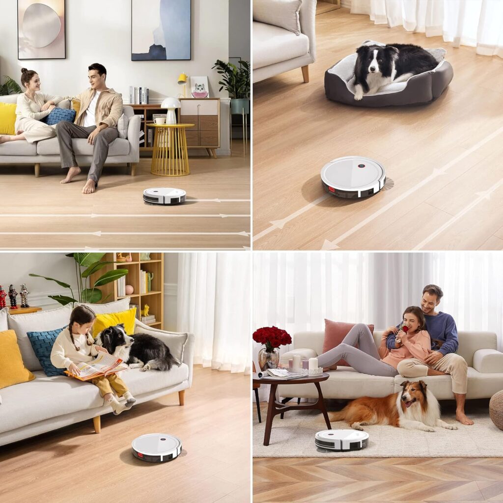 Robot Vacuum Cleaner,Smart Automatic Robotic Vacuums 3000Pa Max Suction,Floor Sweeper Cleaner Machine Works with Tuya App,Self Charging,HEPA Filter Good for Pet Hair Hard Floors Carpet (White Matte)