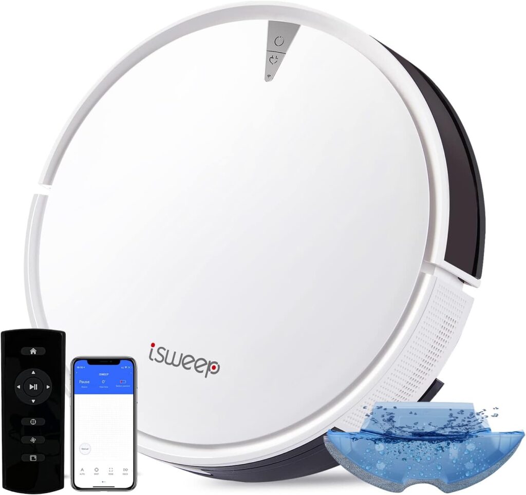 ROMTOS X5 Robot Vacuum and Mop Cleaner,Electric Water Tank 2 in 1, 2000Pa Suction Sweeping and Mopping Vacuuming,APP Control, Self-Charging