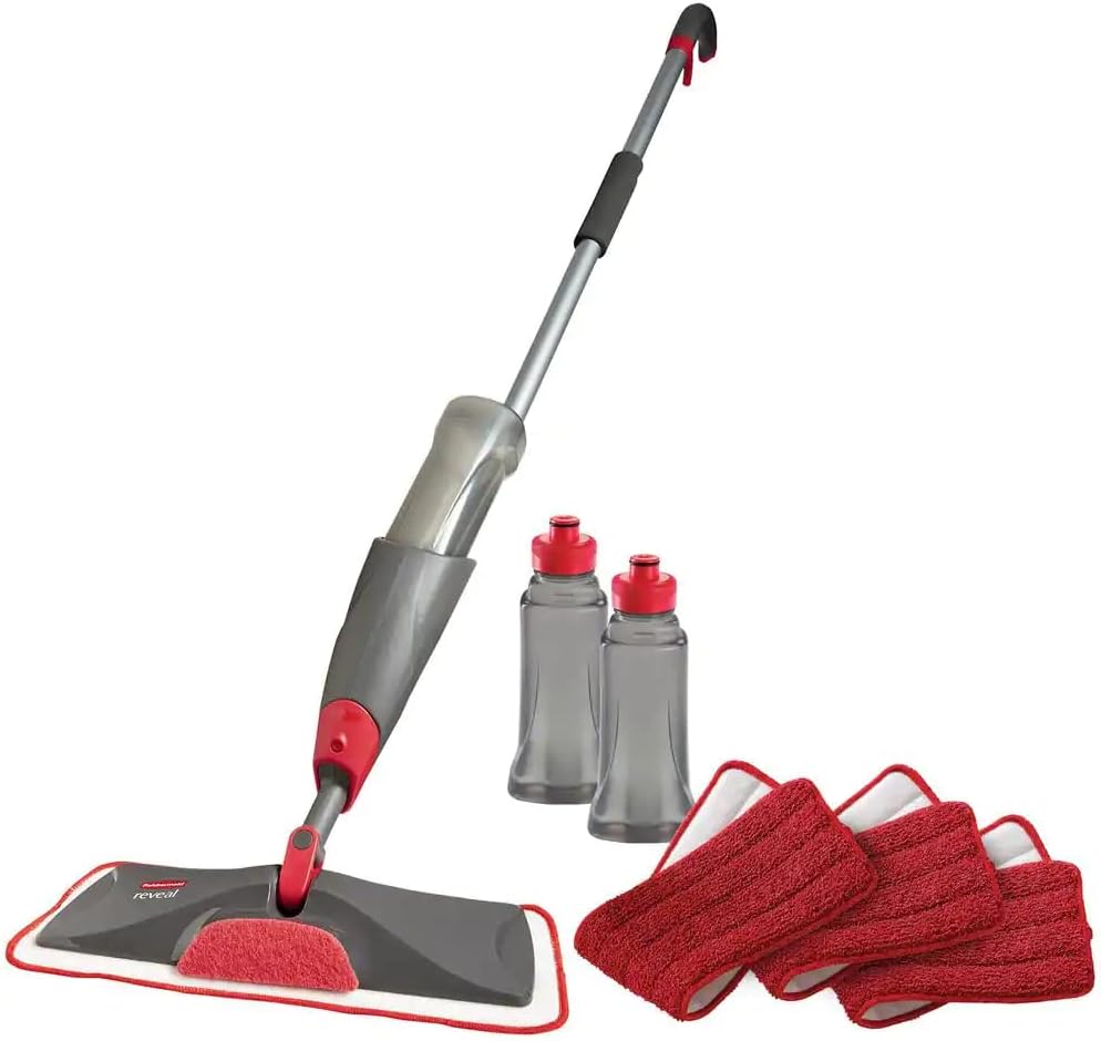 Rubbermaid Reveal Spray Microfiber Floor Cleaning Kit for Laminate  Hardwood Floors, Spray Mop with Reusable Washable Pads, Commercial