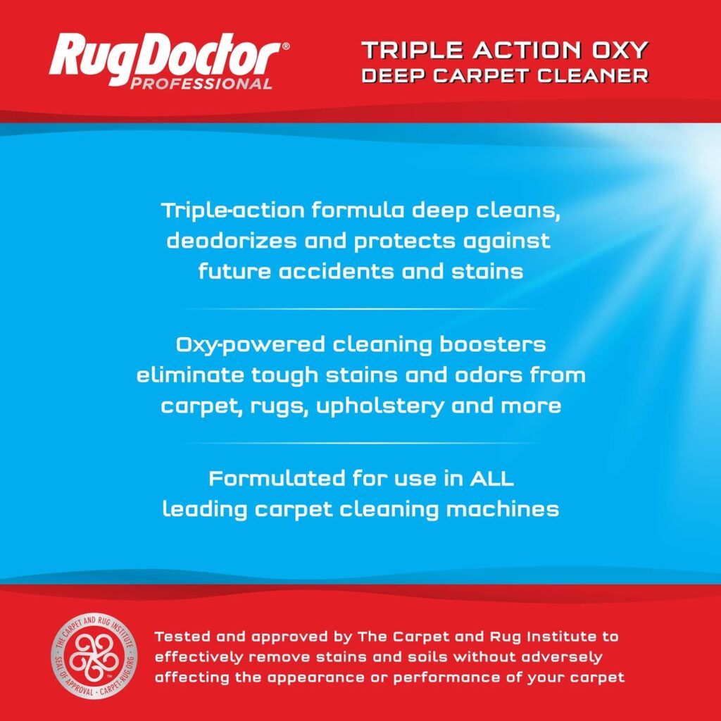 Rug Doctor Triple-Action Oxy Carpet Cleaner Deep Cleans, Deodorizes, and Refreshes Carpet  Upholstery, 96 oz., Daybreak Scent, Professional-Grade