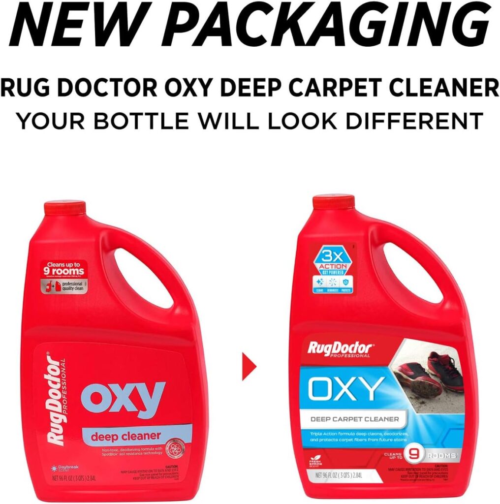 Rug Doctor Triple-Action Oxy Carpet Cleaner Deep Cleans, Deodorizes, and Refreshes Carpet  Upholstery, 96 oz., Daybreak Scent, Professional-Grade