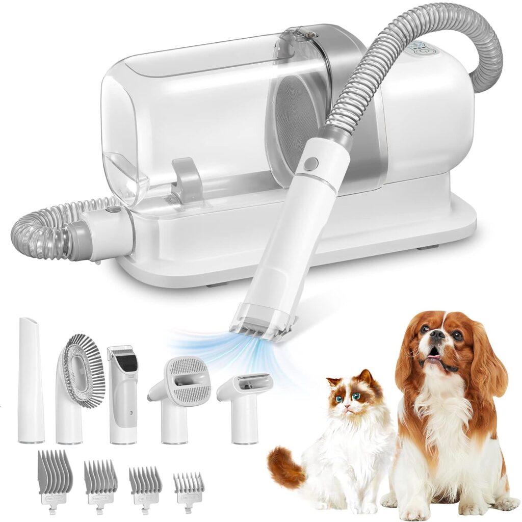 RyRot Pet Grooming Vacuum  Dog Grooming Kit with 2.3L Capacity Larger Pet Hair Dust Cup Dog Brush for Shedding Pet Hair Vacuum Cleaner with 5 Proven Grooming Tools