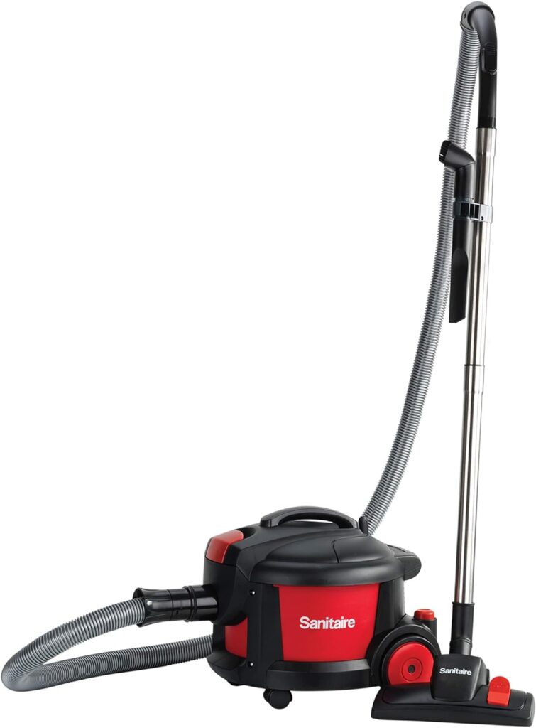 Sanitaire SC3700A Quiet Clean Canister Vacuum, Red/Black, 9.0 Amp, 11 Cleaning Path.