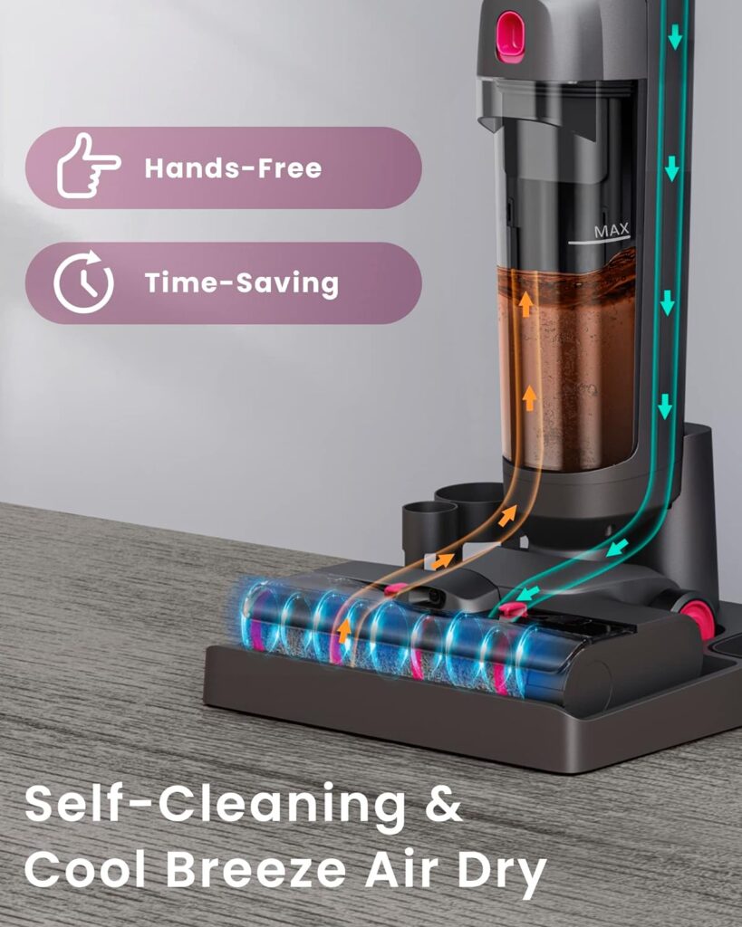 Schenley Wet Dry Vacuum Cleaner - Cordless Vacuum and Mop One-Step Cleaning for Hard Floors with Self-Cleaning and Air Dry, Smart Mess Detection, Enhanced Edge Cleaning, On-Demand Sprayer