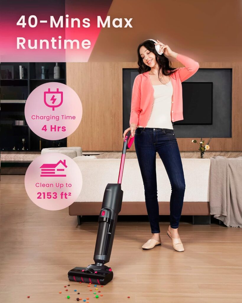 Schenley Wet Dry Vacuum Cleaner - Cordless Vacuum and Mop One-Step Cleaning for Hard Floors with Self-Cleaning and Air Dry, Smart Mess Detection, Enhanced Edge Cleaning, On-Demand Sprayer