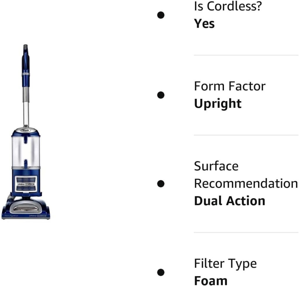 Shark NV360 Navigator Lift-Away Deluxe Upright Powerful Suction Vacuum for Hardwood Floor, Carpet, Muti-Surface Spotless Cleaning with Large Dust Cup Capacity, Swivel Steering, Blue (Renewed)