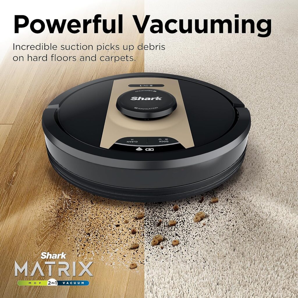 SHARK RV2620WD AI Ultra Robot Vacuum and Mop with Matrix Clean Navigation, CleanEdge Technology, Perfect for Pet Hair, Carpets, Hard Floors, Compatible with Alexa, Black/Mocha