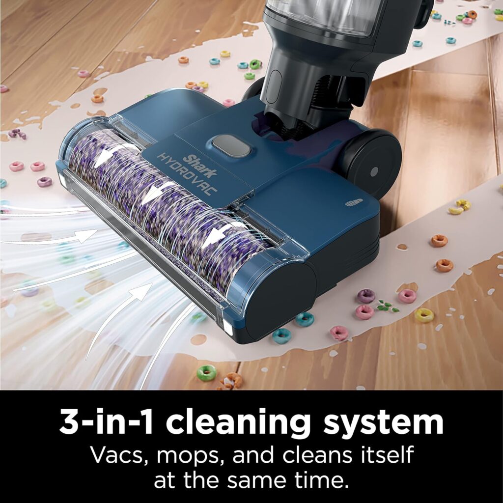 Shark WD101 HydroVac XL 3-in-1 Vacuum, Mop  Self-Cleaning System with Antimicrobial Brushroll*  Solution for Multi-Surface , Perfect for Hardwood, Tile, Marble, Area Rug  More, Corded, Navy