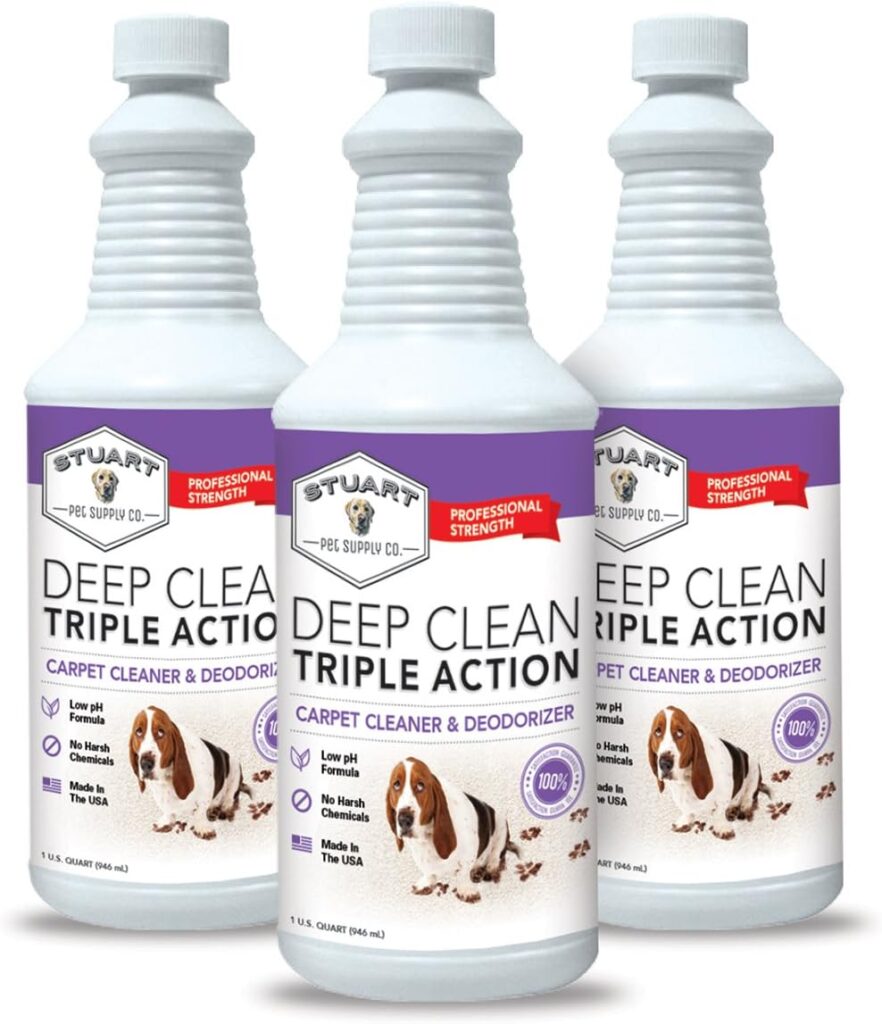 Stuart Pet Supply Co. Professional Strength Deep Clean (Gal.) 3X Carpet Cleaner Solution  Deodorizer, Concentrated Encapsulating Carpet Shampoo, Pet Odor  Dirty Carpet Cleaning Solution