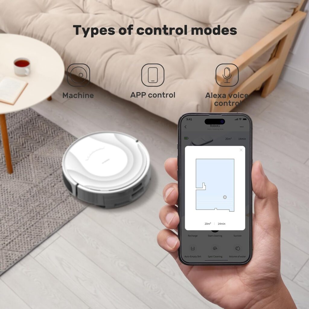 SYSPERL Climee Robot Vacuum Cleaner-Efficient and Intelligent Cleaning with Gyroscope Navigation Robotic Vac with App Control,Carpet Boost,Charging Dock,and Dustbin for Pet Hair and Allergies