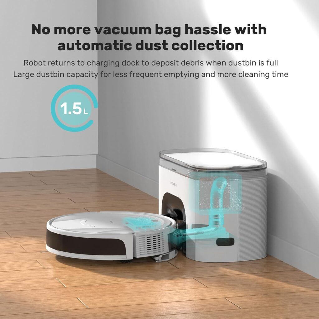 SYSPERL Climee Robot Vacuum Cleaner-Efficient and Intelligent Cleaning with Gyroscope Navigation Robotic Vac with App Control,Carpet Boost,Charging Dock,and Dustbin for Pet Hair and Allergies