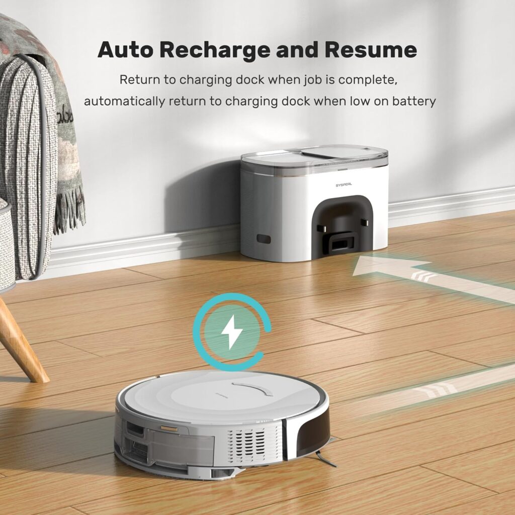 SYSPERL Climee Robot Vacuum Cleaner-Efficient and Intelligent Cleaning with Gyroscope Navigation Robotic Vac with App Control,Carpet Boost,Charging Dock,and Dustbin for Pet Hair and Allergies