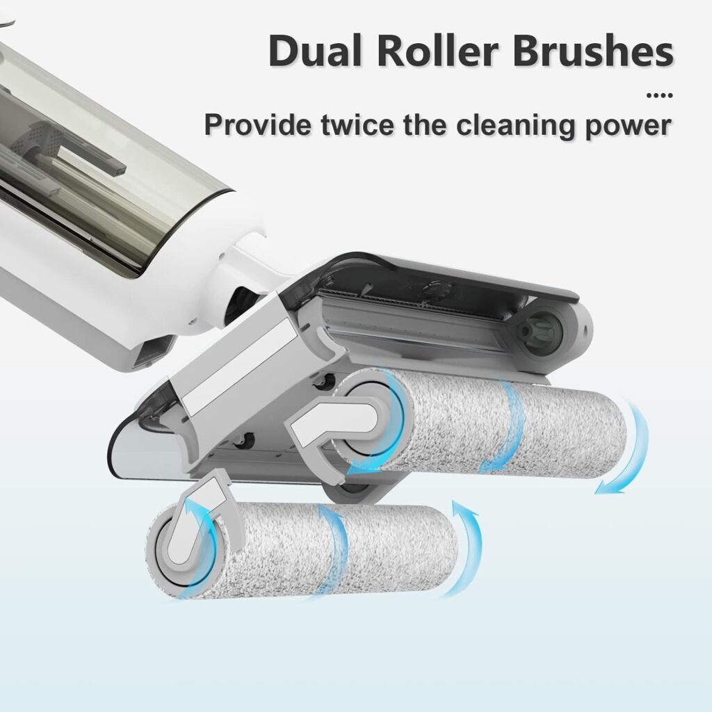 TAB T9 Pro Cordless Wet Dry Vacuum Cleaner, Smart Vacuum Mop for Sealed Hard Floors Deep Cleaning, Upgraded Dual Roller Brushes Head, Vacuum  Mop  Wash 3 in 1, Self-Cleaning System, Electric Mop