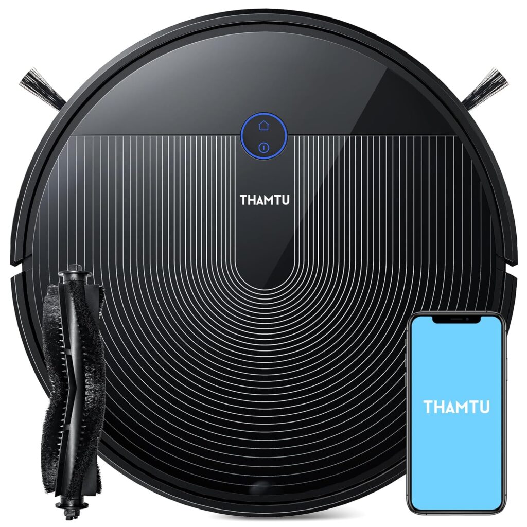 Thamtu G11 Max Robotic Vacuum Cleaner with Smart Dynamic Navigation, 2500Pa Suction Powerful Robot Vacuums, APP Control for Pet Hair, Hard Floor and Medium-Pile Carpet