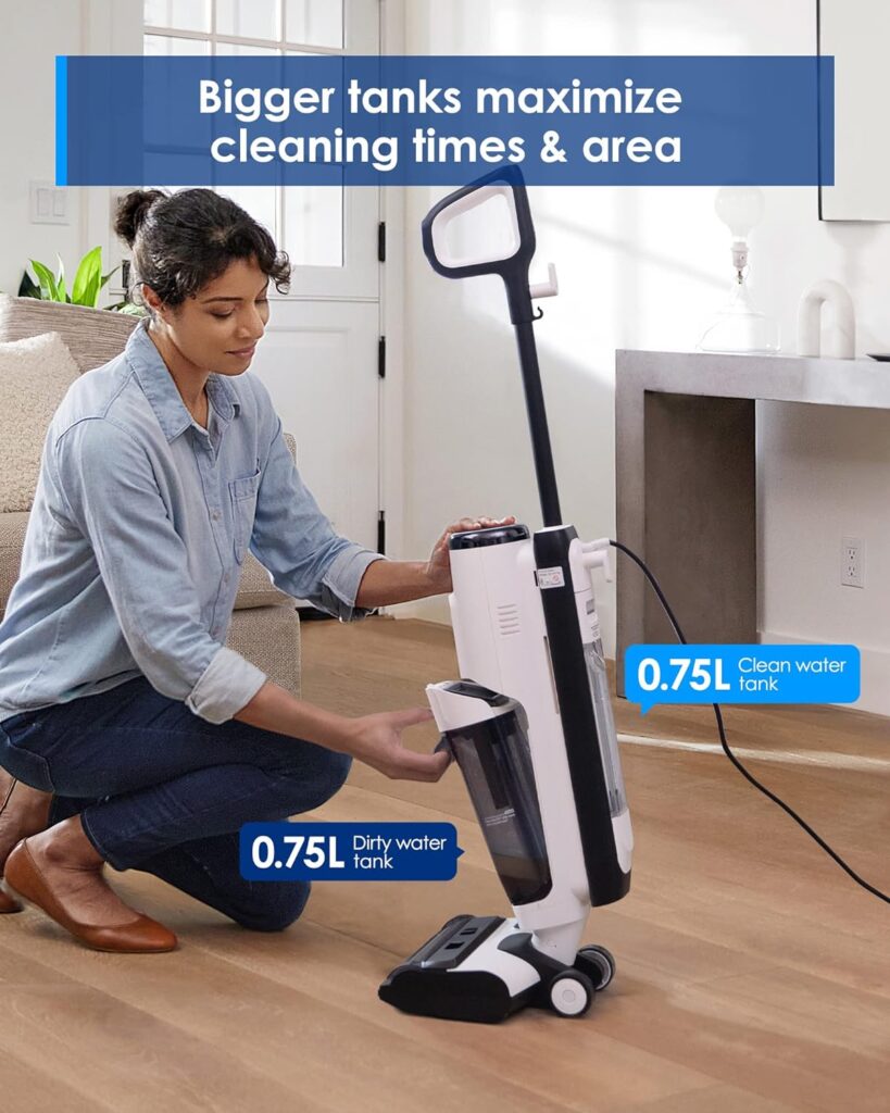 Tineco FLOOR ONE S5 Steam Cleaner Wet Dry Vacuum All-in-one, Hardwood Floor Cleaner Great for Sticky Messes, Smart Steam Mop for Hard Floors with Digital Display and Long Run Time