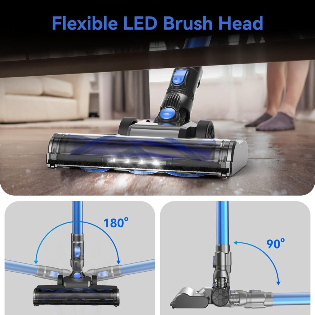 UMLo Cordless Vacuum Cleaner, 6-in-1 Ultra-Lightweight Stick Vacuum with 2200 mAh Battery, Powerful Rechargeable Vacuum Cleaner, 40 Mins Max Runtime, for Carpet Hardwood Floor Pet Hair Home-N3S