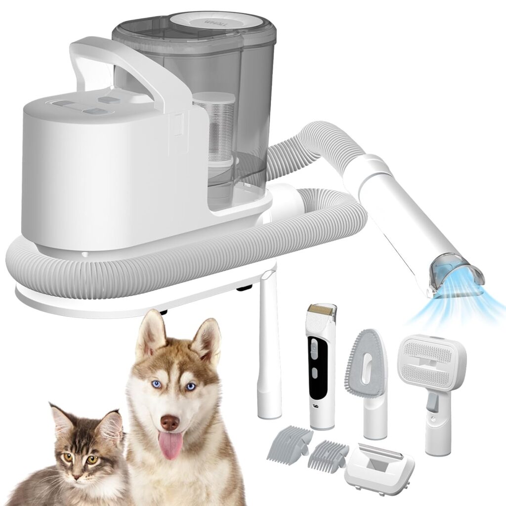 whall Pet Grooming Vacuum for 99% Hair, 3 Mode Suction Dog Vacuum Brush for Shedding Grooming, Low Noise Dog Hair Vacuum Groomer with 2.3L Dust Cup, Gray