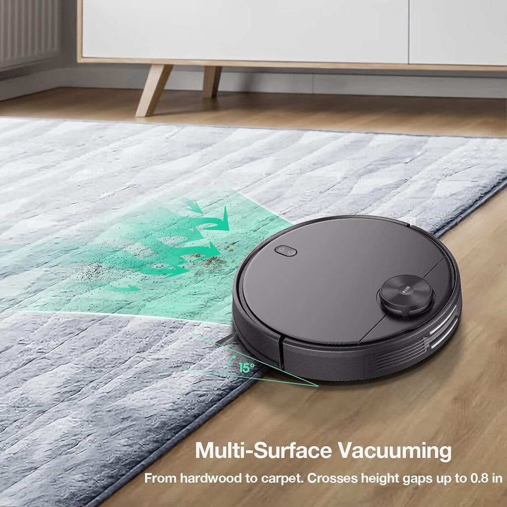 WYZE Robot Vacuum with LIDAR Mapping Technology, 2100Pa Suction, No-go Zone, Wi-Fi Connected, Self-Charging, Ideal for Pet Hair, Hard Floors and Carpets