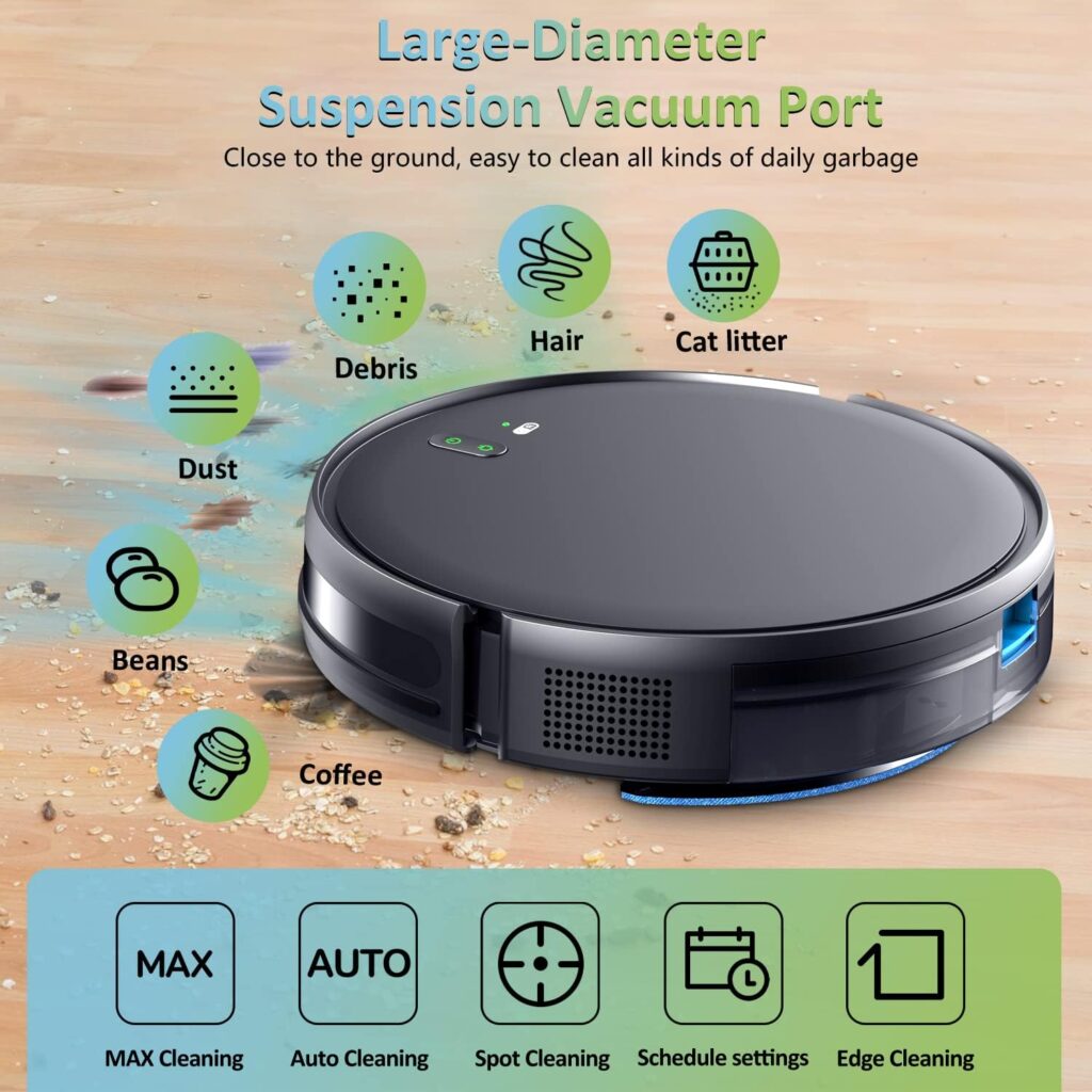 XIEBro Robot Vacuum and Mop Combo, 2 in 1 Mopping Robotic Vacuum with WiFi/App/Alexa, Robotic Vacuum Cleaner, Schedule Settings, Self-Charging,Ideal for Hard Floor, Pet Hair and Carpet