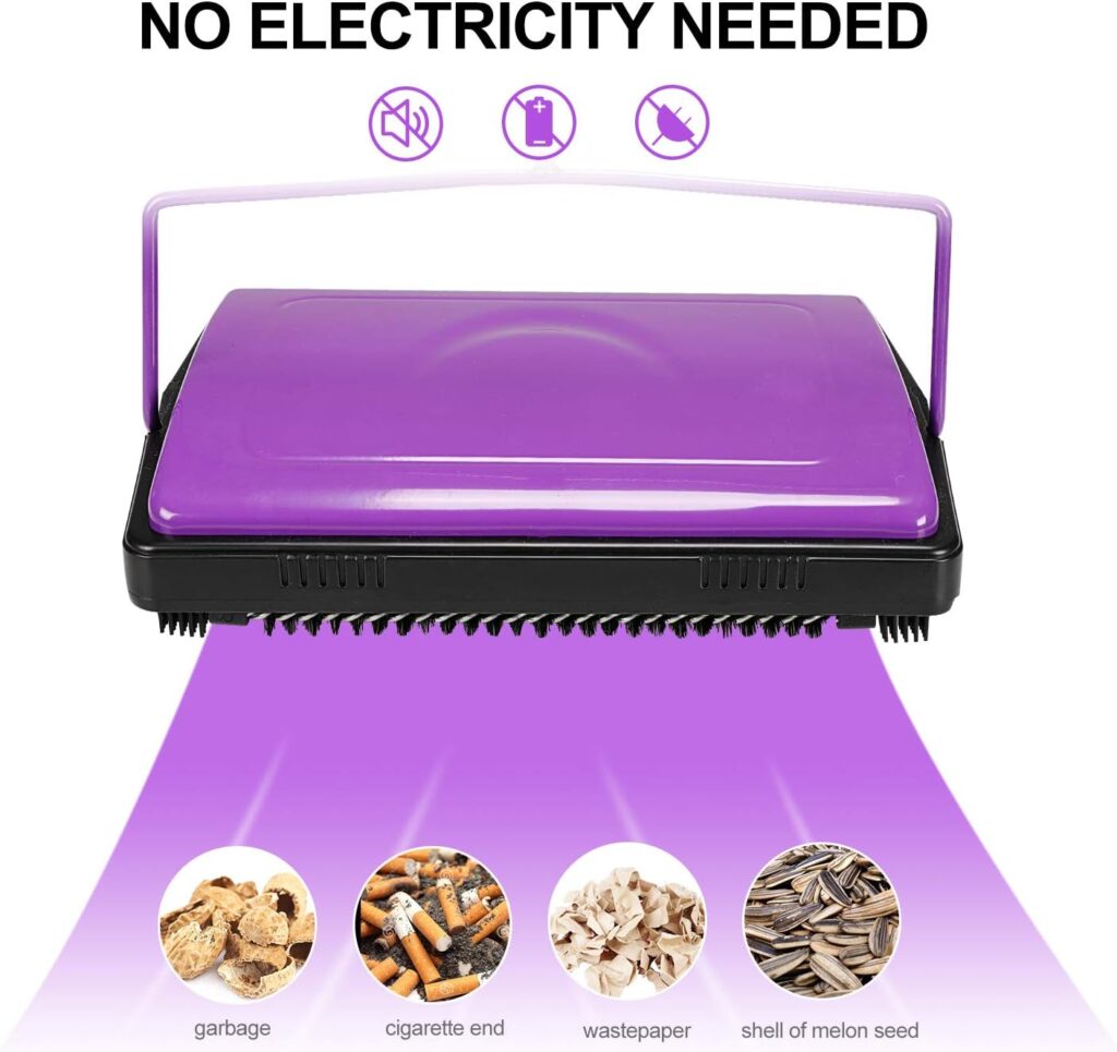 Yocada Carpet Sweeper Cleaner for Home Office Low Carpets Rugs Undercoat Carpets Pet Hair Dust Scraps Paper Small Rubbish Cleaning with a Brush Purple