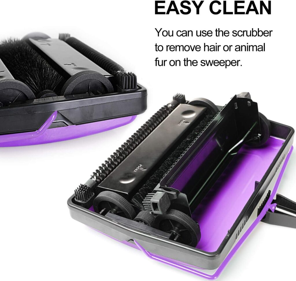 Yocada Carpet Sweeper Cleaner for Home Office Low Carpets Rugs Undercoat Carpets Pet Hair Dust Scraps Paper Small Rubbish Cleaning with a Brush Purple