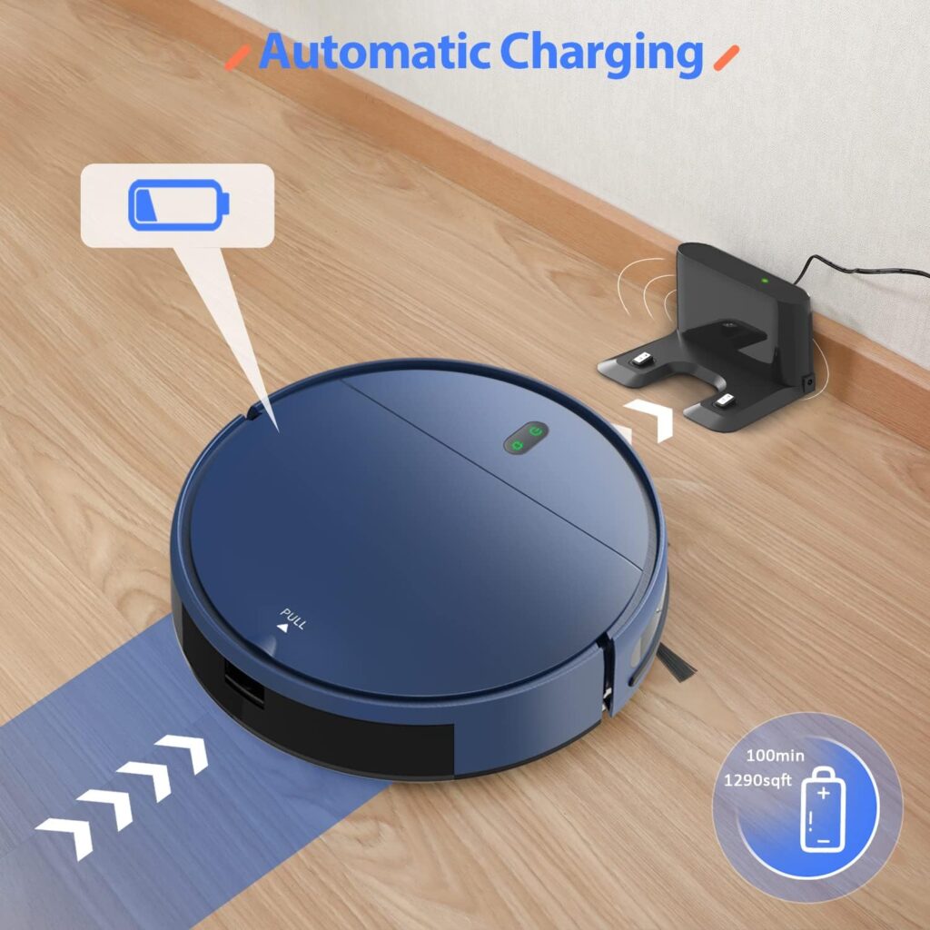 ZCWA Robot Vacuum Cleaner, Robotic Vacuum and Mop Combo Compatible with Alexa/WiFi/App, Self-Charging, 230ML Water Tank for Pet Hair, Hard Floors and Low Pile Carpets